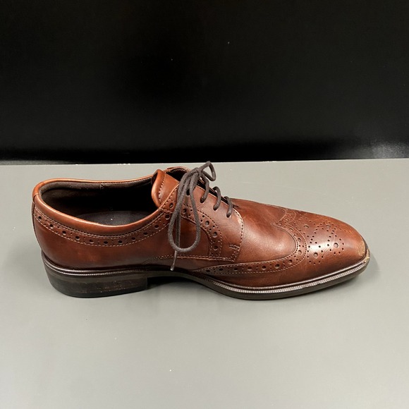 Ecco Melbourne Mens Size 41 Cocoa Brown Leather Casual Wingtip Dress Shoes‎ - Picture 5 of 10